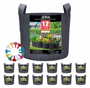 JERIA 12 Pack 2 Gallon Nursery pots | Aeration Fabric Planter Pots with Handles for Plants, Flower, Vegetable