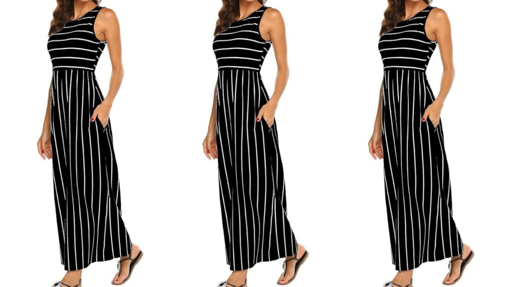 Hount Women's Summer Sleeveless Striped Flowy Casual Long Maxi Dress