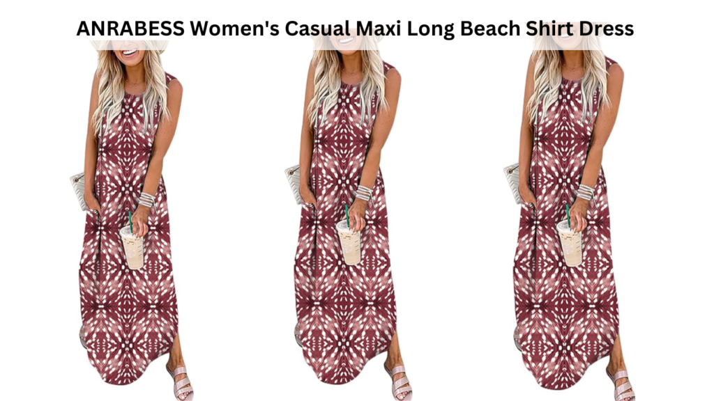 ANRABESS Women Casual Maxi Long Beach Shirt Dress