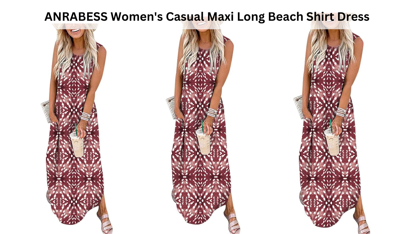 ANRABESS Women Casual Maxi Long Beach Shirt Dress