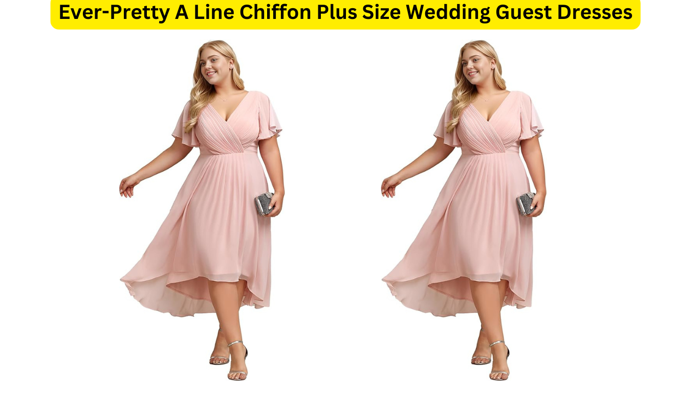 Ever-Pretty A Line Chiffon Plus Size Wedding Guest Dresses