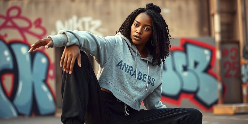 ANRABESS Cropped Hoodie and High-Waisted Joggers