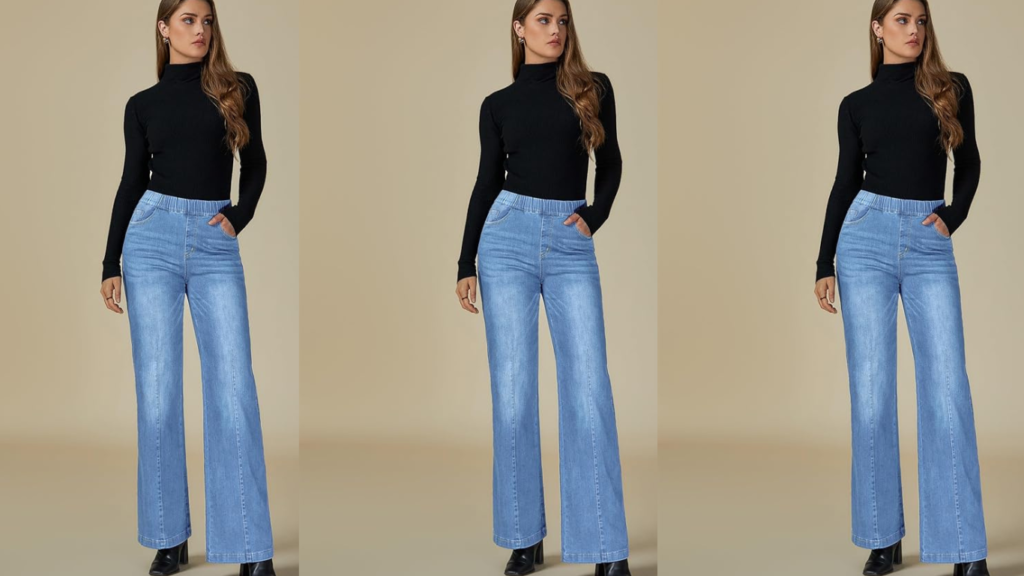 Vetinee Wide Leg Womens Jeans