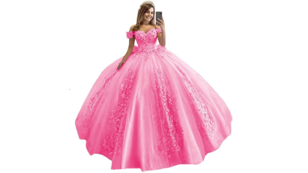 XYAYE Women's Off Shoulder Quinceanera Dresses 3D Flowers